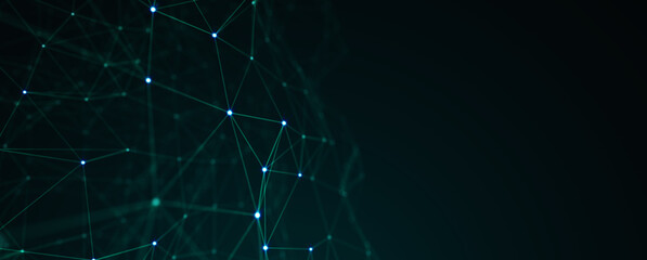 Abstract futuristic - technology with polygonal shapes on dark blue background. Design digital technology concept. 3d illustration.