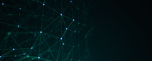 Obraz premium Abstract futuristic - technology with polygonal shapes on dark blue background. Design digital technology concept. 3d illustration.