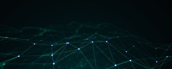 Abstract futuristic - technology with polygonal shapes on dark blue background. Design digital technology concept. 3d illustration.