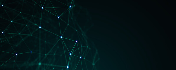 Obraz premium Abstract futuristic - technology with polygonal shapes on dark blue background. Design digital technology concept. 3d illustration.