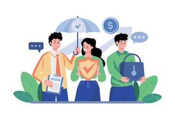 Insurance Agent Team Illustration concept on white background