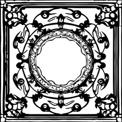 An abstract transparent Art Nouveau style frame design element.