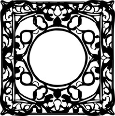 An abstract transparent Art Nouveau style frame design element.