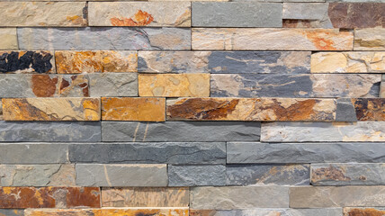 facade stone brown old wall background of brick horizontal stones grey wallpaper
