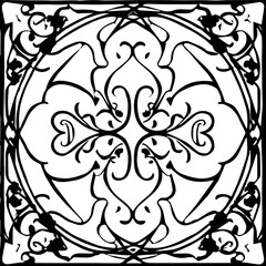 An abstract transparent Art Nouveau style frame design element.
