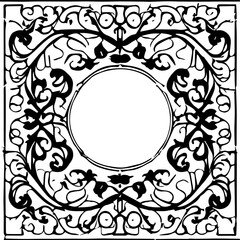 An abstract transparent Art Nouveau style frame design element.
