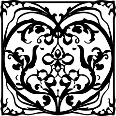 An abstract transparent Art Nouveau style frame design element.