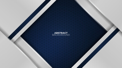 Fototapeta premium Futuristic navy abstract gaming banner design with metal technology concept. Vector illustration for business corporate promotion, game header social media, live streaming background