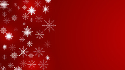 Beautiful snow pattern with ornaments. Winter wrapping paper concept. Vector red design.