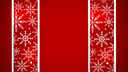 Beautiful snow pattern with ornaments. Winter wrapping paper concept. Vector red design.