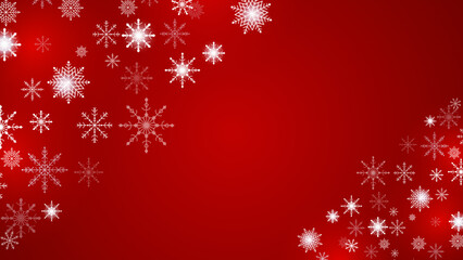 Beautiful snow pattern with ornaments. Winter wrapping paper concept. Vector red design.