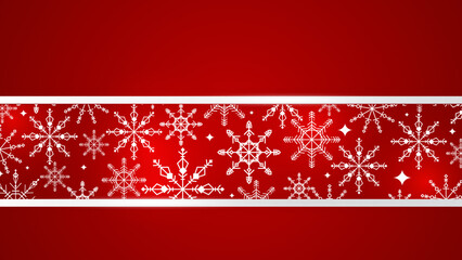 Beautiful snow pattern with ornaments. Winter wrapping paper concept. Vector red design.