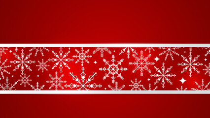 Beautiful snow pattern with ornaments. Winter wrapping paper concept. Vector red design.