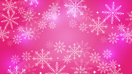 Naklejka na ściany i meble Beautiful snow pattern with ornaments. Winter wrapping paper concept. Pink Vector design.