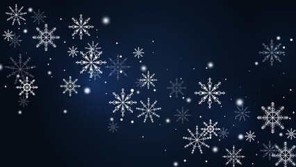 Beautiful snow pattern with ornaments. Winter wrapping paper concept. Navy vector design.