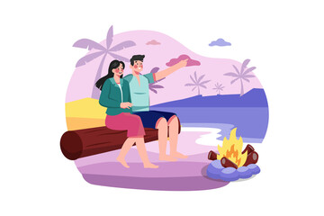 Couple enjoying a beach trip