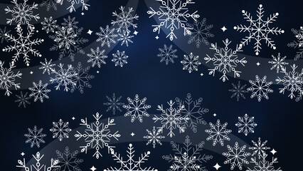 Beautiful snow pattern with ornaments. Winter wrapping paper concept. Navy vector design.