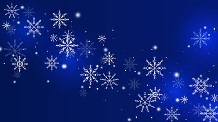 Naklejka na ściany i meble Beautiful snow pattern with ornaments. Winter wrapping paper concept. Blue vector design.