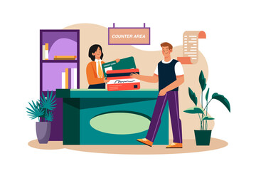 Customer Service Staff at the Office Counter Area Receive Credit Card
