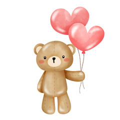 Teddy bear with heart shaped balloon