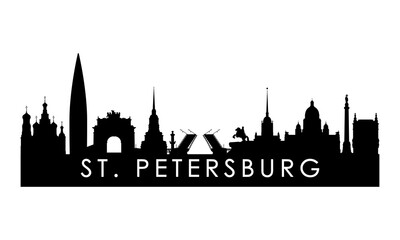 Obraz premium St. Petersburg skyline silhouette. Black St. Petersburg city design isolated on white background.