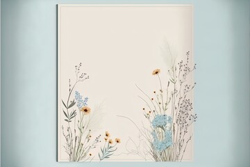 Abstract meadow watercolor flowers with paint drop