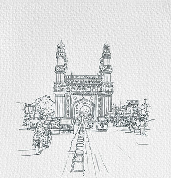 How to draw Charminar // pencil drawing // unique Pencil Art #art #charminar  #howtodraw - YouTube