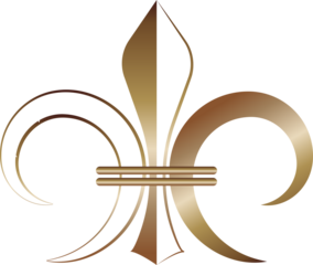Golden Fleur De Lis Royal french heraldic symbol Metallic decorative design element