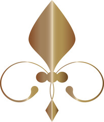 Golden Fleur De Lis Royal french heraldic symbol Metallic decorative design element