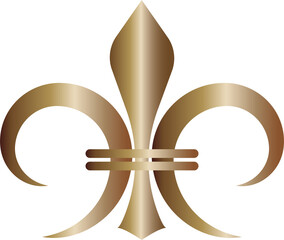 Golden Fleur De Lis Royal french heraldic symbol Metallic decorative design element © Nonna