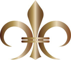 Golden Fleur De Lis Royal french heraldic symbol Metallic decorative design element