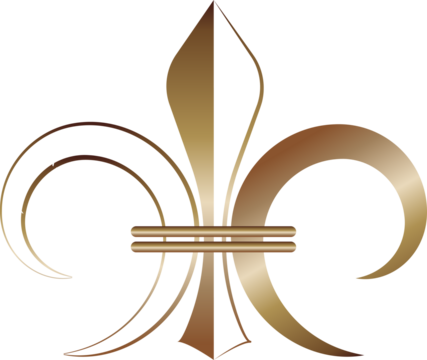 Golden Fleur De Lis Royal french heraldic symbol Metallic decorative design element