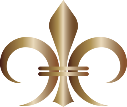 Golden Fleur De Lis Royal french heraldic symbol Metallic decorative design element