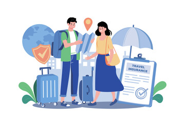 Travel Insurance Illustration concept on white background