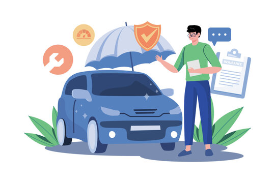 Car Insurance Illustration Concept On White Background