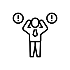 Black line icon for problem