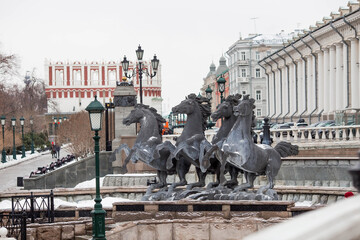 Russia. Moscow. Fountain in the Alexander Garden.Sculptural composition 