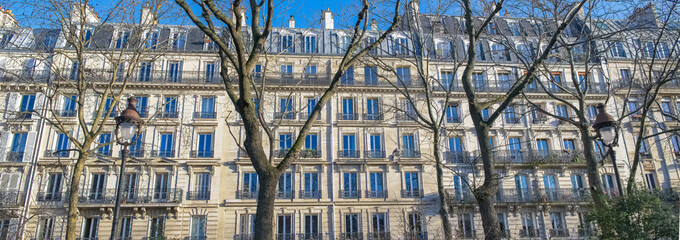 Obraz premium Paris, typical facade, beautiful building boulevard Richard-Lenoir, in the 11e arrondissement