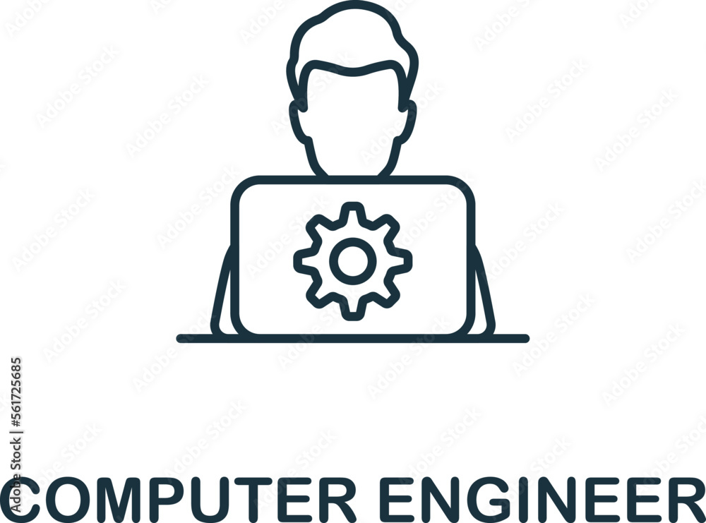 Aufkleber computer engineer icon. monochrome simple project planning icon for templates, web design and infogr