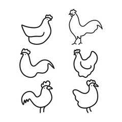 Fototapeta na wymiar Rooster chicken icon set design vector illustration