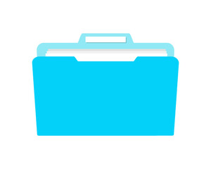 Blue bright folder icon Isolated on white, notary folder document modern symbol. Vector illustration.