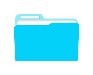 Blue bright folder icon Isolated on white, notary folder document modern symbol. Vector illustration.