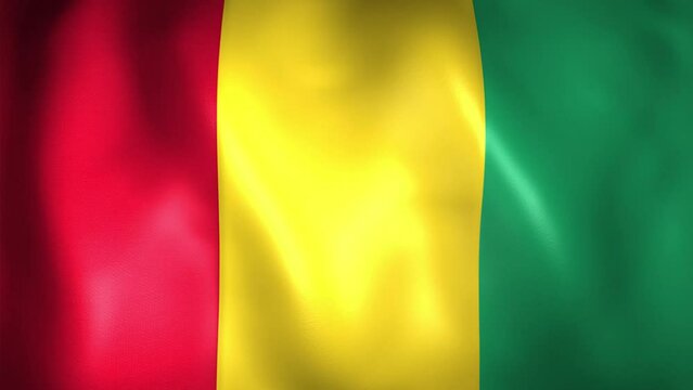 Animation of the Guinean flag. 4K. Republic of Guinea flag flying,  Guinean flag render animation	
