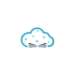 Book cloud silhouette logo icon isolated on white background