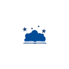 Book cloud silhouette logo icon isolated on white background