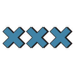 Fototapeta premium Retro shape geometric blue cross isolated on white