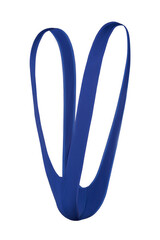 Close-up shot of a blue men's erotic mankini thong bodysuit. Men's erotic V-shaped underwear is isolated on a white background. Side view.