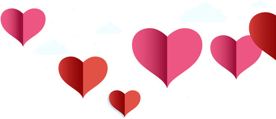 Illustration Of Red And Pink Paper Cu Heart Shapes.