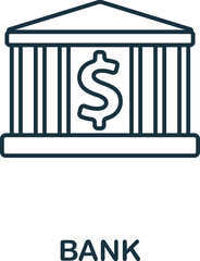 Bank icon. Monochrome simple Stock Market icon for templates, web design and infographics