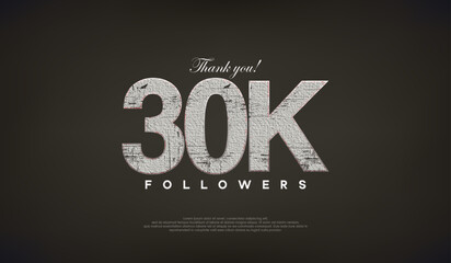 Abstract design thank you 30K followers, with gray color.